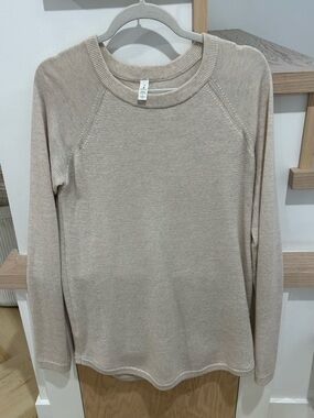 Lululemon 100% Merino Wool Crewneck Sweater Beige Oatmeal Size 10